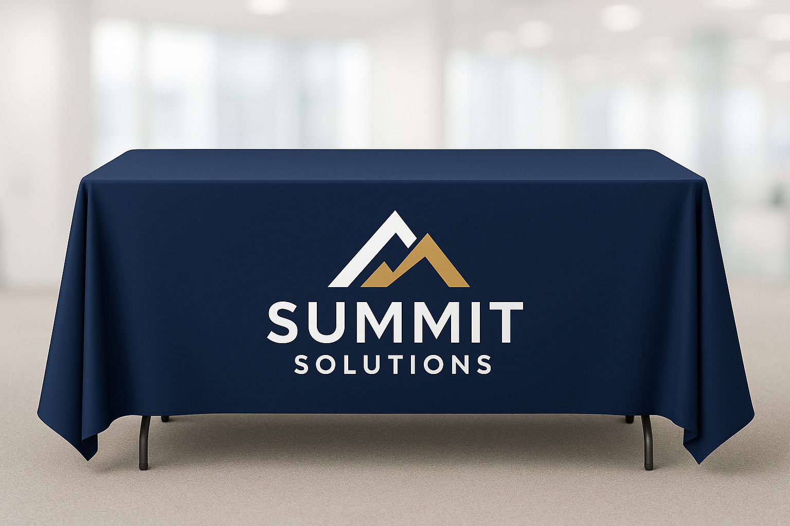 6ft table cover for event. Add random company logo to it